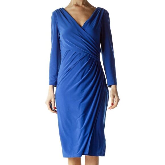Lauren Ralph Lauren Dresses & Skirts - Lauren Ralph Lauren Blue Ruched 3/4 Sleeve Dress